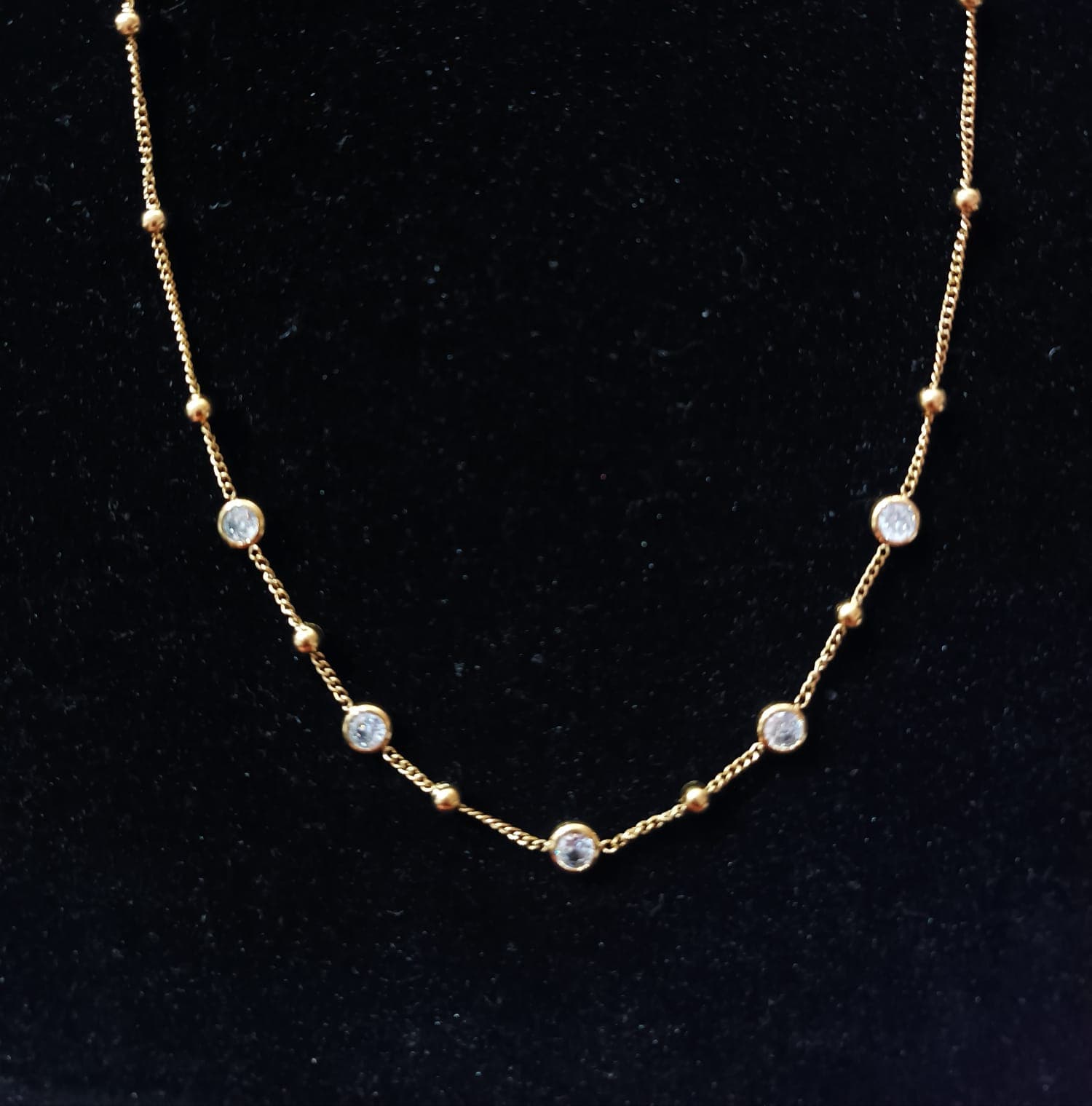 Bezel Station Rope Chain Necklace
