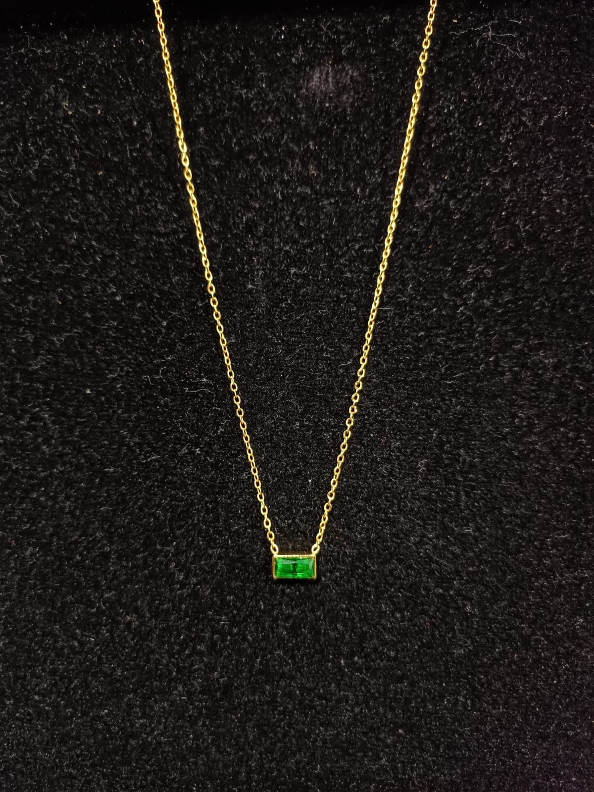 Emerald Baguette Solitaire Necklace