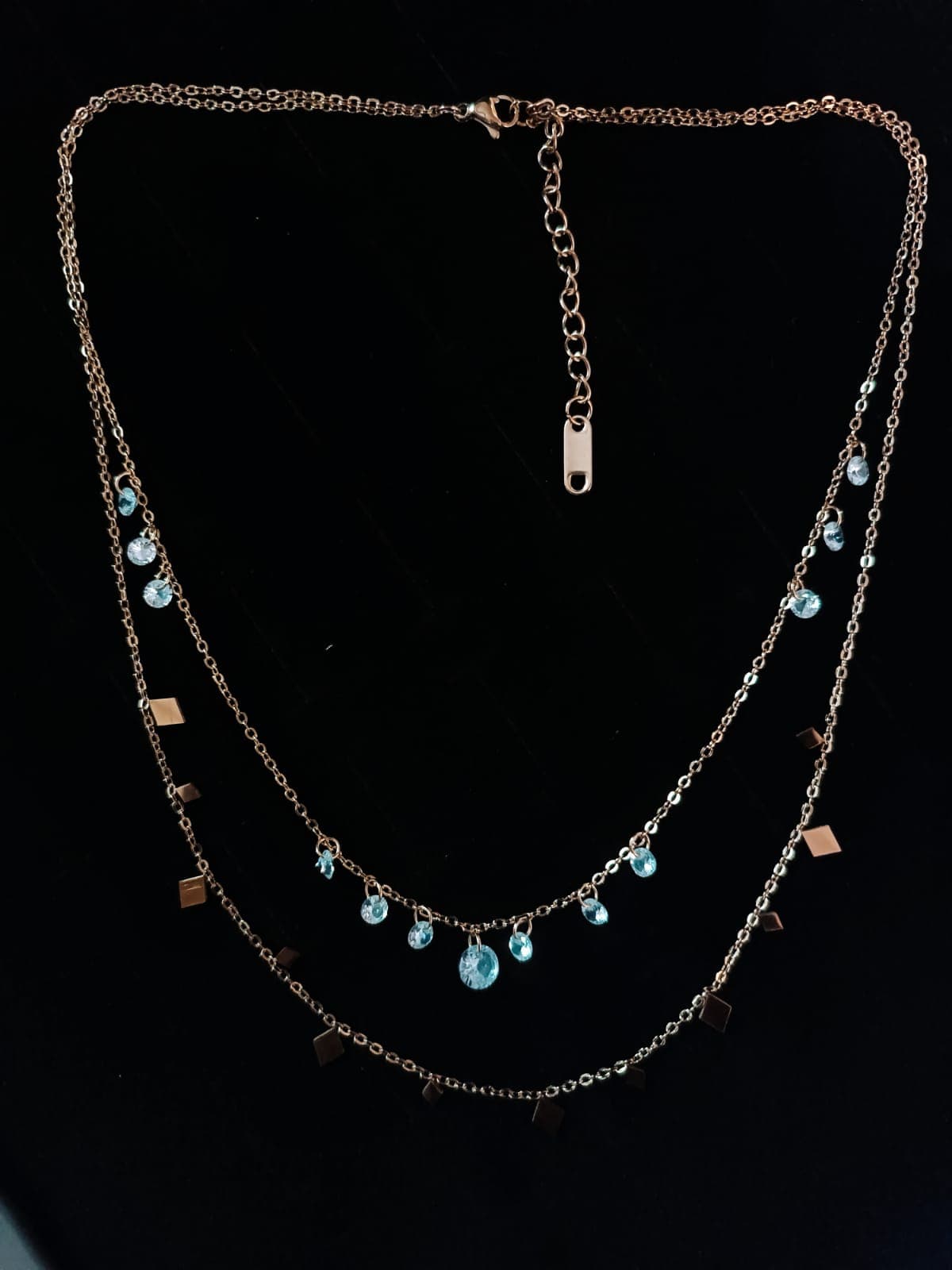 Layered Blue Crystal Necklace